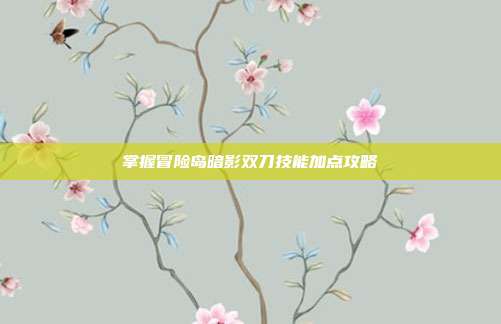 掌握冒险岛暗影双刀技能加点攻略