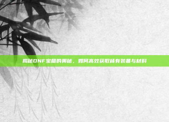 揭秘DNF宝箱的奥秘,如何高效获取稀有装备与材料