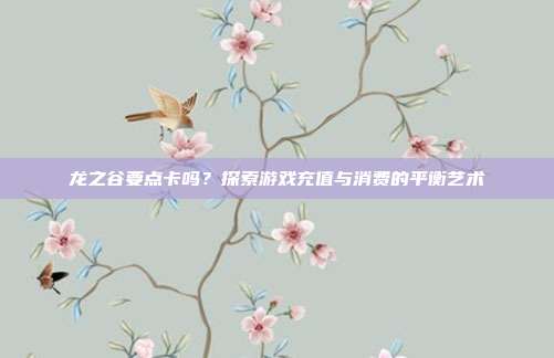 龙之谷要点卡吗？探索游戏充值与消费的平衡艺术