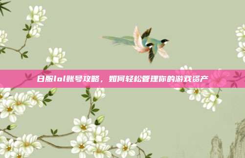 日服lol账号攻略,如何轻松管理你的游戏资产