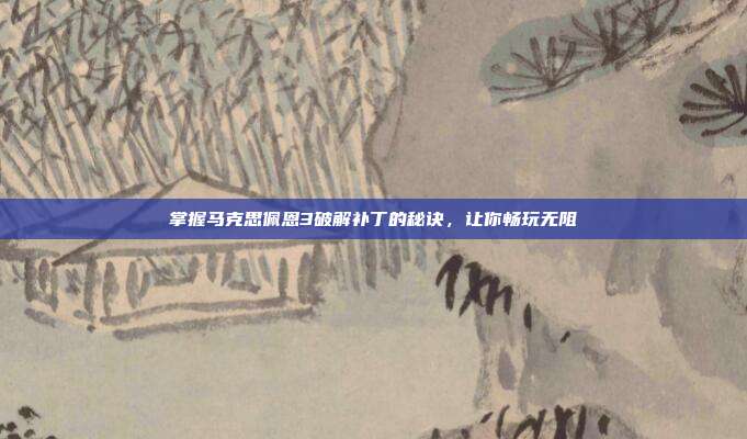 掌握马克思佩恩3破解补丁的秘诀，让你畅玩无阻