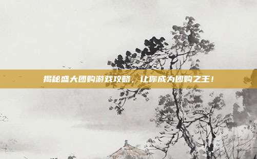 揭秘盛大团购游戏攻略,让你成为团购之王!