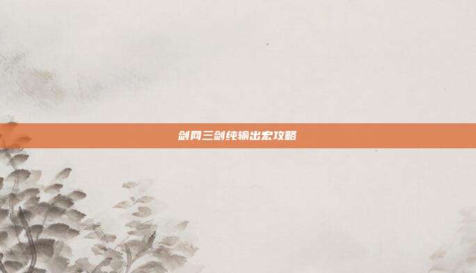 剑网三剑纯输出宏攻略