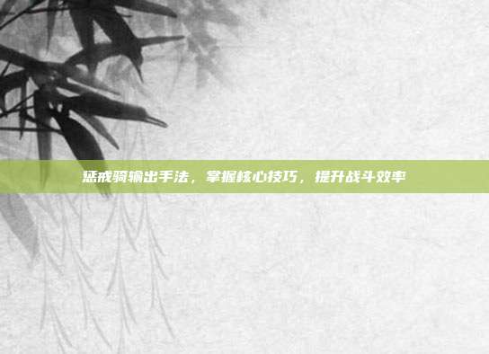 惩戒骑输出手法,掌握核心技巧,提升战斗效率