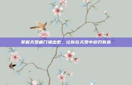 掌握天罗唐门输出宏,让你在天罗中游刃有余