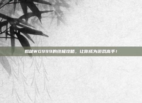 揭秘WG999的终极攻略,让你成为游戏高手!