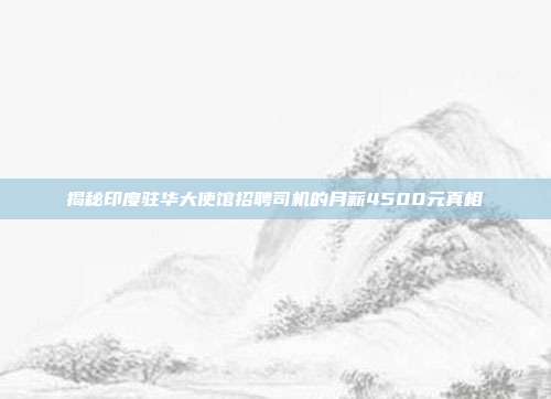 揭秘印度驻华大使馆招聘司机的月薪4500元真相