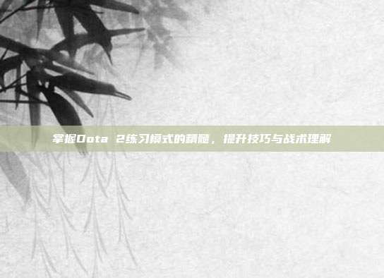 掌握Dota 2练习模式的精髓,提升技巧与战术理解