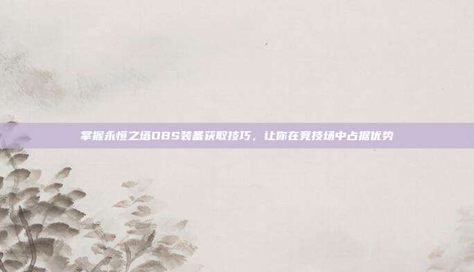 掌握永恒之塔OBS装备获取技巧,让你在竞技场中占据优势