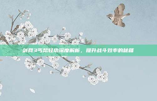 剑网3丐帮轻功深度解析,提升战斗效率的秘籍