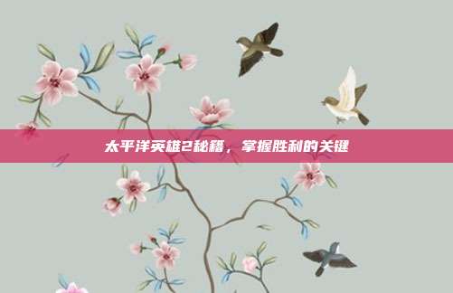 太平洋英雄2秘籍，掌握胜利的关键