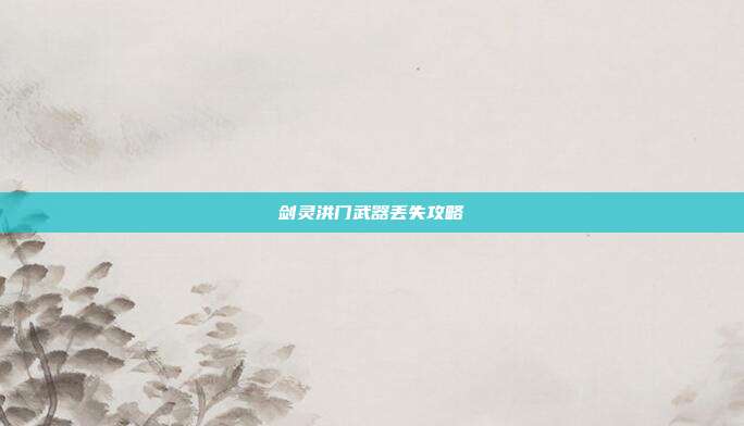 剑灵洪门武器丢失攻略