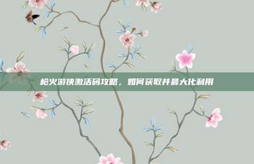 枪火游侠激活码攻略,如何获取并最大化利用
