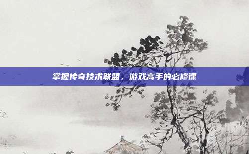 掌握传奇技术联盟,游戏高手的必修课