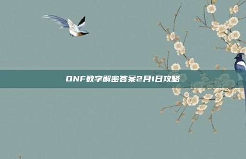 DNF数字解密答案2月1日攻略