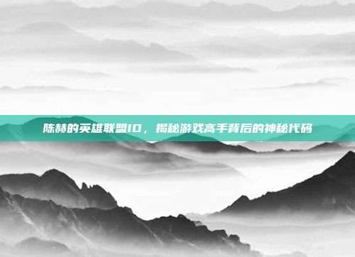 陈赫的英雄联盟ID,揭秘游戏高手背后的神秘代码