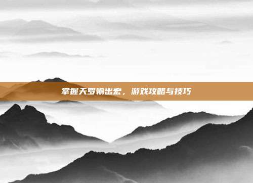 掌握天罗输出宏，游戏攻略与技巧