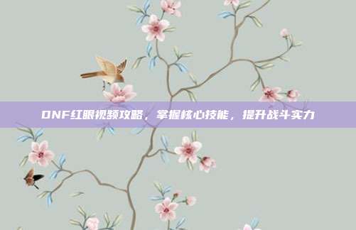 DNF红眼视频攻略,掌握核心技能,提升战斗实力