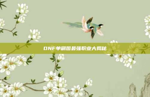DNF单刷图最强职业大揭秘