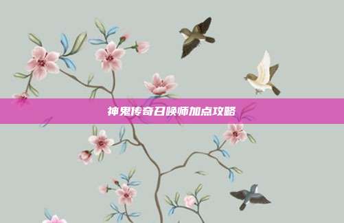 神鬼传奇召唤师加点攻略