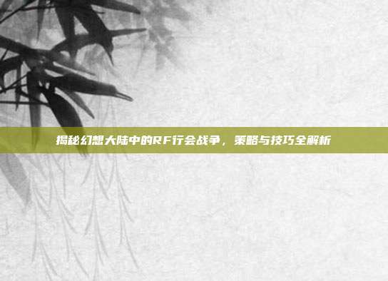 揭秘幻想大陆中的RF行会战争，策略与技巧全解析