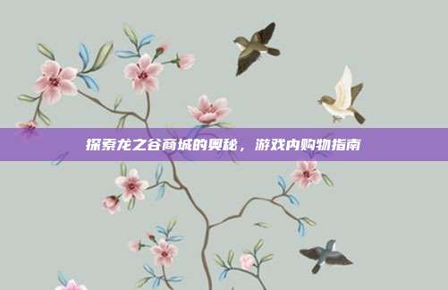 探索龙之谷商城的奥秘,游戏内购物指南