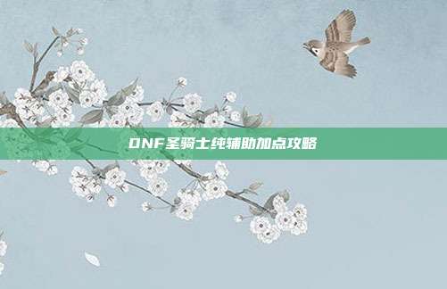 DNF圣骑士纯辅助加点攻略