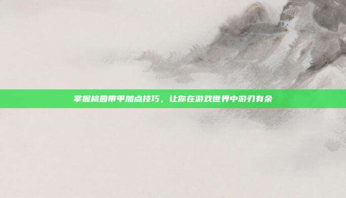 掌握桃园带甲加点技巧,让你在游戏世界中游刃有余