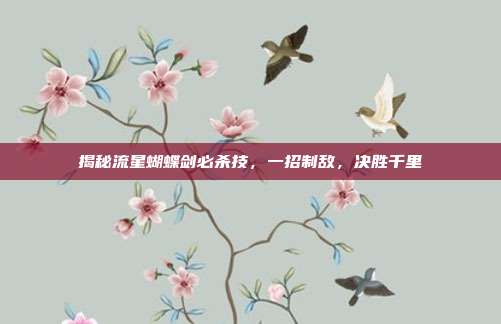 揭秘流星蝴蝶剑必杀技,一招制敌,决胜千里