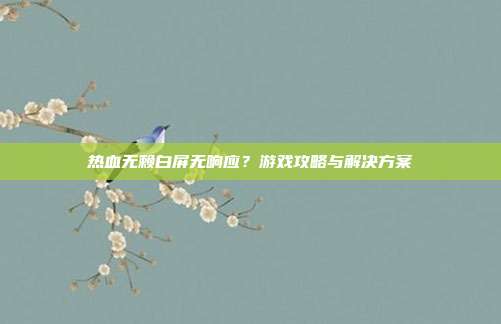 热血无赖白屏无响应?游戏攻略与解决方案