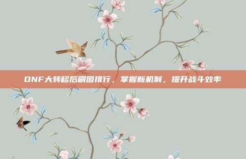 DNF大转移后刷图排行，掌握新机制，提升战斗效率