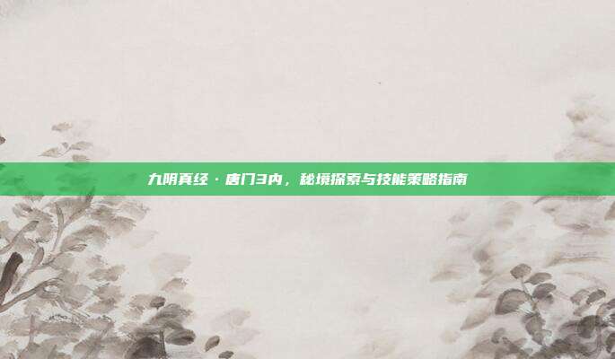 九阴真经·唐门3内,秘境探索与技能策略指南