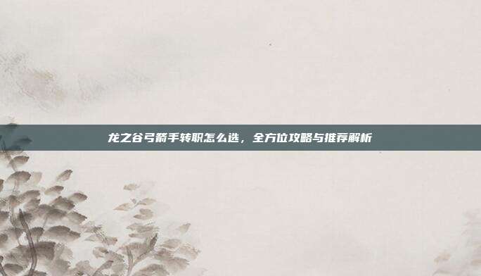 龙之谷弓箭手转职怎么选,全方位攻略与推荐解析