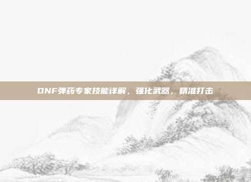 DNF弹药专家技能详解,强化武器,精准打击