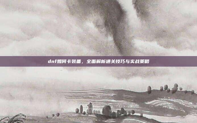 dnf如何卡装备,全面解析通关技巧与实战策略