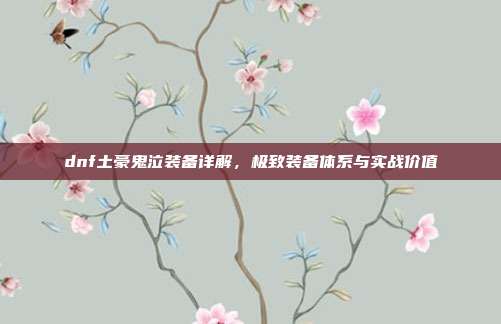 dnf土豪鬼泣装备详解,极致装备体系与实战价值