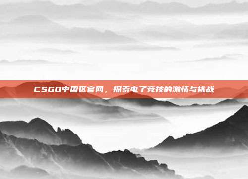 CSGO中国区官网,探索电子竞技的激情与挑战