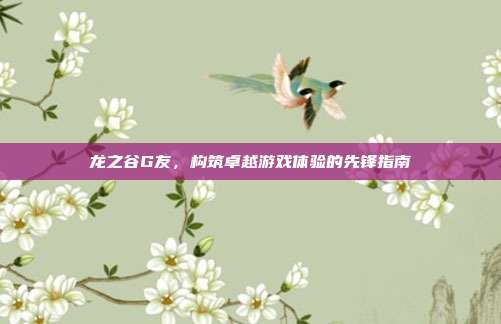 龙之谷G友,构筑卓越游戏体验的先锋指南
