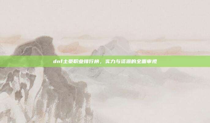 dnf土豪职业排行榜，实力与资源的全面审视