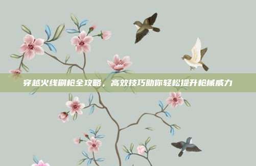 穿越火线刷枪全攻略，高效技巧助你轻松提升枪械威力