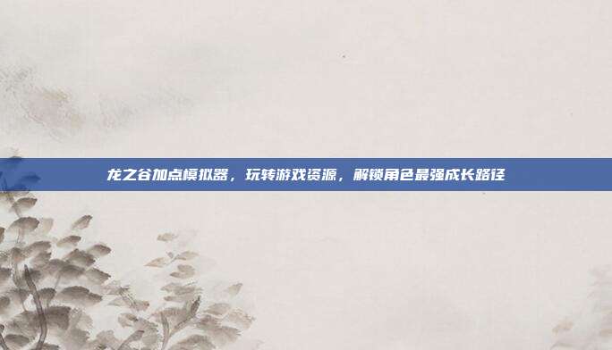 龙之谷加点模拟器，玩转游戏资源，解锁角色最强成长路径