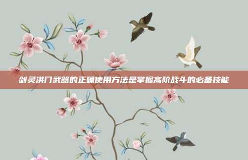 剑灵洪门武器的正确使用方法是掌握高阶战斗的必备技能