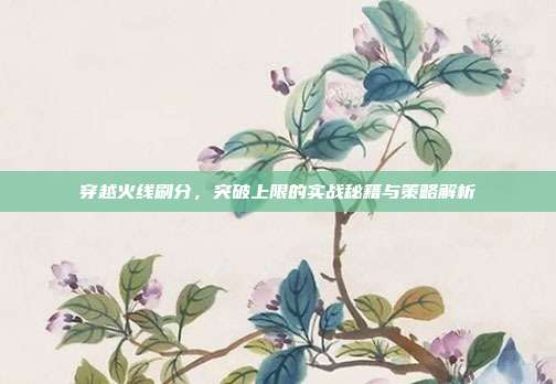 穿越火线刷分,突破上限的实战秘籍与策略解析