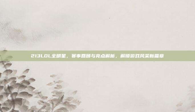 213LOL全明星,赛事回顾与亮点解析,解锁游戏风采新篇章