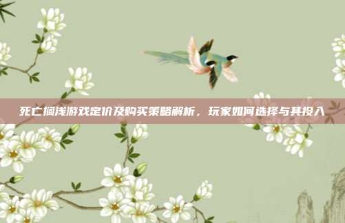 死亡搁浅游戏定价及购买策略解析,玩家如何选择与其投入