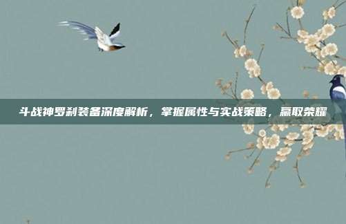 斗战神罗刹装备深度解析,掌握属性与实战策略,赢取荣耀