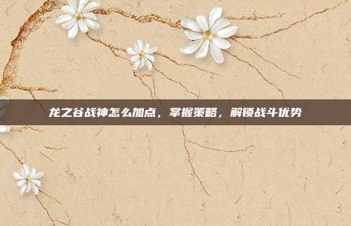 龙之谷战神怎么加点,掌握策略,解锁战斗优势