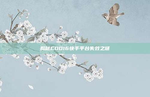 揭秘COD16快手平台失效之谜