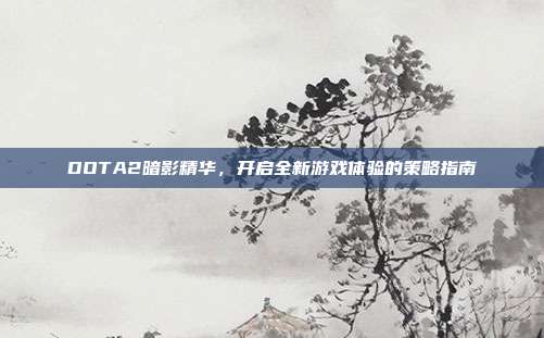 DOTA2暗影精华,开启全新游戏体验的策略指南