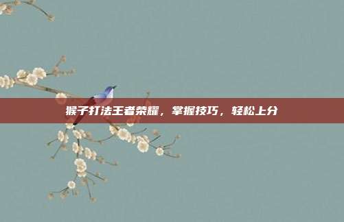 猴子打法王者荣耀，掌握技巧，轻松上分